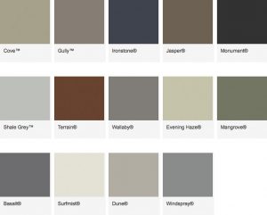 Colorbond ContemporaryColour Range for Metal Roofs